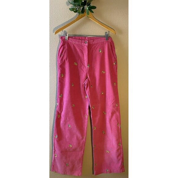 J.G. Hook Pants - COPY - Vintage 90s J.G. Hook Corduroy Pants Size 10 Pink Embroidered Cat High R…